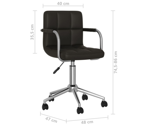 Silla de oficina giratoria de cuero sintético negro