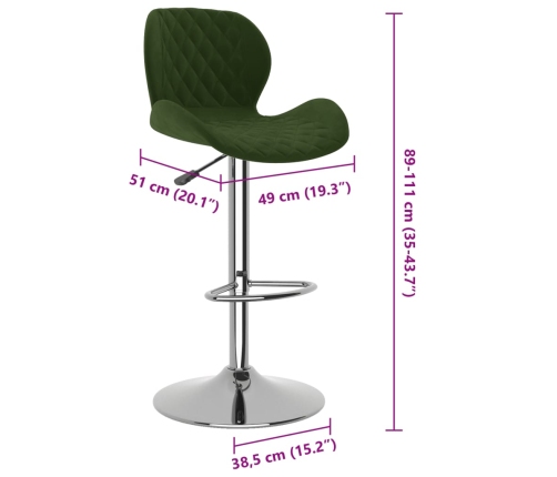 Taburetes de cocina 2 unidades terciopelo verde oscuro