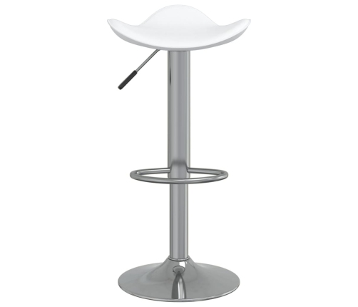 Taburete de cocina 2 uds acero cromado cuero artificial blanco