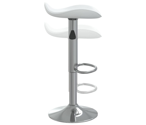 Taburete de cocina 2 uds acero cromado cuero artificial blanco