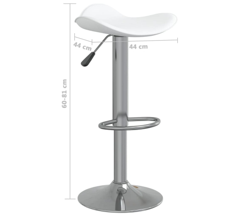 Taburete de cocina 2 uds acero cromado cuero artificial blanco