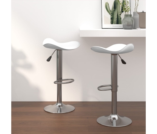 Taburete de cocina 2 uds acero cromado cuero artificial blanco