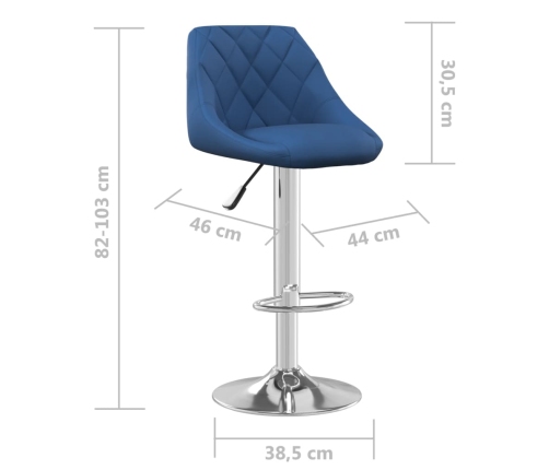 Taburete de cocina 2 unidades de terciopelo azul