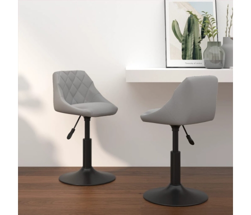 Sillas de comedor giratorias 2 uds de terciopelo gris claro