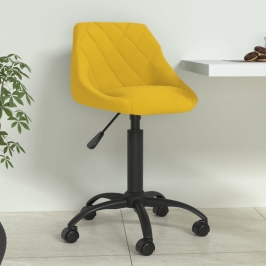 Silla de comedor de terciopelo amarillo mostaza