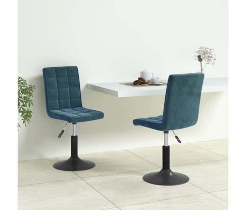 Sillas de comedor giratorias 2 uds terciopelo azul