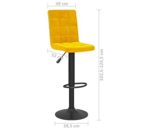 Taburete de cocina de terciopelo amarillo mostaza