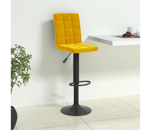 Taburete de cocina de terciopelo amarillo mostaza