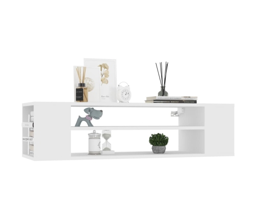 Mueble de TV colgante madera contrachapada blanco 100x30x26,5cm