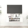 Mueble de TV colgante madera contrachapada blanco 100x30x26,5cm