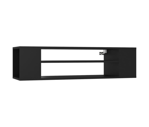 Mueble de TV colgante madera contrachapada negro 100x30x26,5 cm