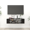 Mueble de TV colgante madera contrachapada negro 100x30x26,5 cm