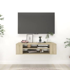 Mueble de TV colgante contrachapada roble Sonoma 100x30x26,5 cm
