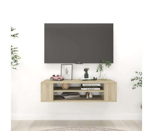 vidaXL Mueble de TV colgante contrachapada roble Sonoma 100x30x26,5 cm