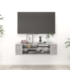 Mueble de TV colgante contrachapada gris hormigón 100x30x26,5cm