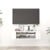 Mueble de TV colgante contrachapada blanco brillo 100x30x26,5cm