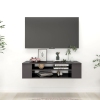 Mueble de TV colgante contrachapada gris brillo 100x30x26,5 cm