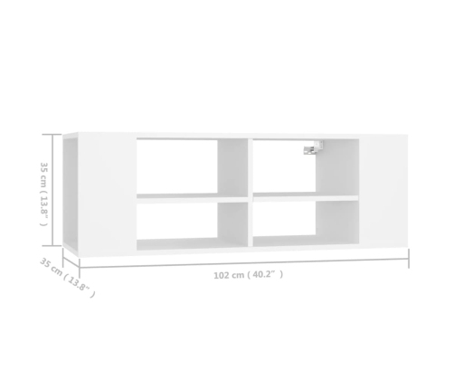 vidaXL Mueble de pared para TV madera contrachapada blanco 102x35x35cm