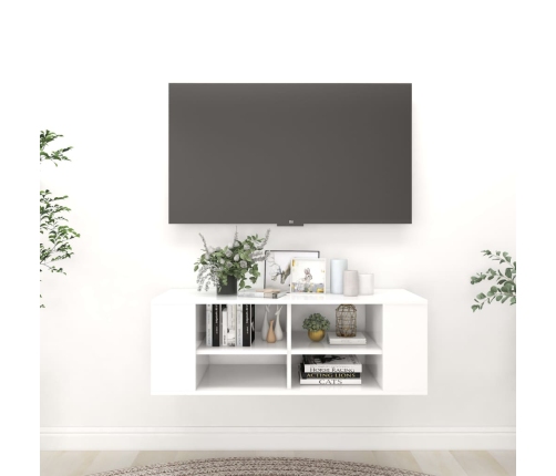 vidaXL Mueble de pared para TV madera contrachapada blanco 102x35x35cm