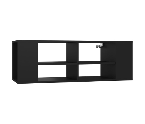 vidaXL Mueble de pared para TV madera contrachapada negro 102x35x35 cm