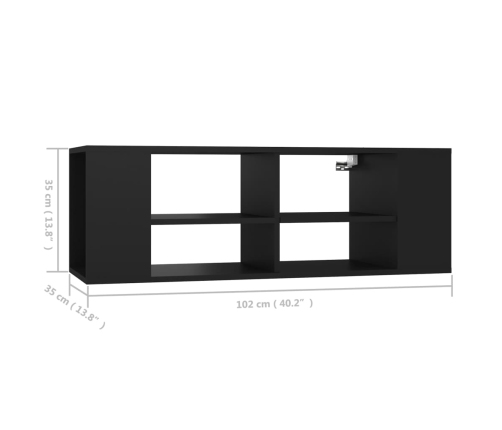 vidaXL Mueble de pared para TV madera contrachapada negro 102x35x35 cm