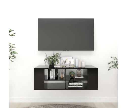 vidaXL Mueble de pared para TV madera contrachapada negro 102x35x35 cm