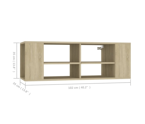 Mueble pared TV madera contrachapada roble Sonoma 102x35x35 cm