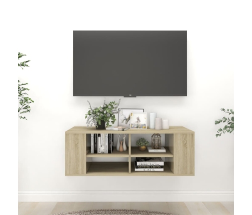 Mueble pared TV madera contrachapada roble Sonoma 102x35x35 cm