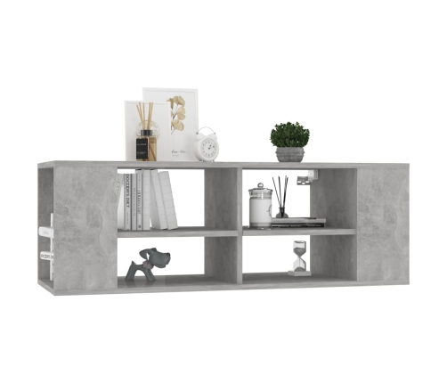 Mueble pared TV madera contrachapada gris hormigón 102x35x35 cm