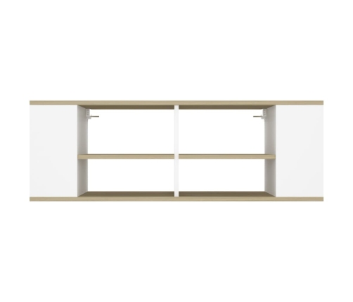 vidaXL Mueble de pared de TV contrachapada blanco y roble 102x35x35 cm