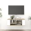 Mueble de pared de TV contrachapada blanco y roble 102x35x35 cm