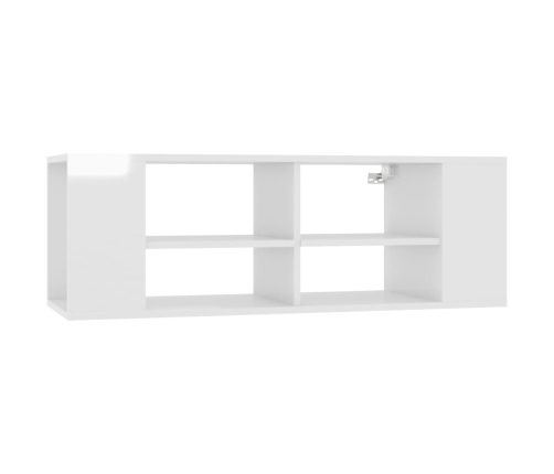 vidaXL Mueble de pared para TV contrachapada blanco brillo 102x35x35cm