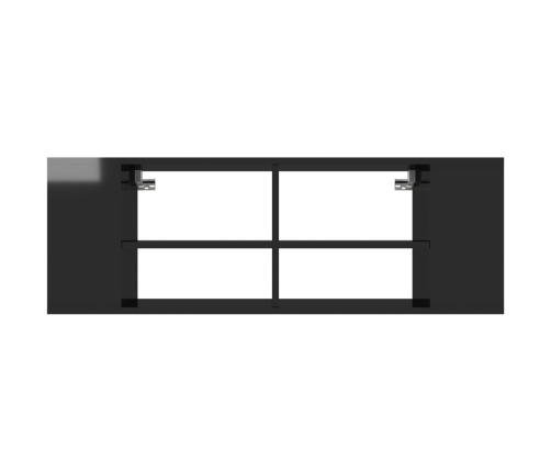 Mueble pared TV madera contrachapada negro brillo 102x35x35 cm