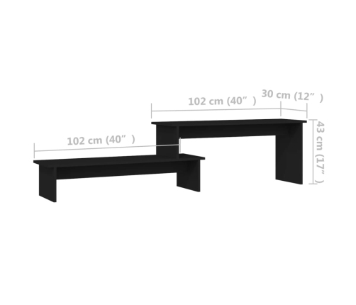 Mueble para TV madera contrachapada negro 180x30x43 cm