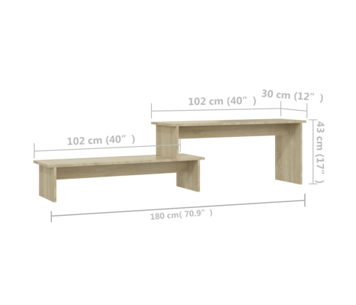 Mueble para TV madera contrachapada roble Sonoma 180x30x43 cm