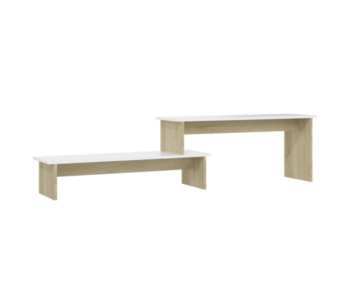 Mueble para TV madera contrachapada roble y blanco 180x30x43 cm