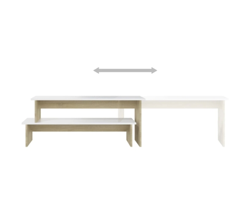 Mueble para TV madera contrachapada roble y blanco 180x30x43 cm