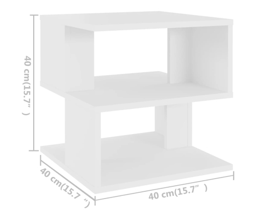 Mesa auxiliar de madera contrachapada blanco 40x40x40 cm