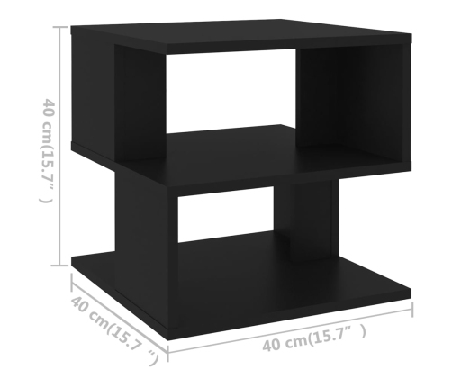 Mesa auxiliar de madera contrachapada negro 40x40x40 cm