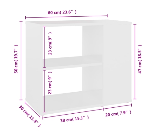 Armario auxiliar de madera contrachapada blanco 60x30x50 cm