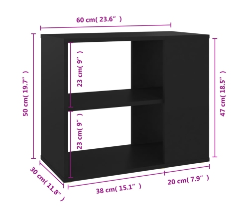 Armario auxiliar de madera contrachapada negro 60x30x50 cm