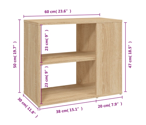 Armario auxiliar madera contrachapada roble Sonoma 60x30x50 cm