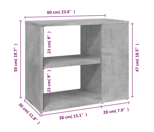 Armario auxiliar madera contrachapada gris hormigón 60x30x50 cm