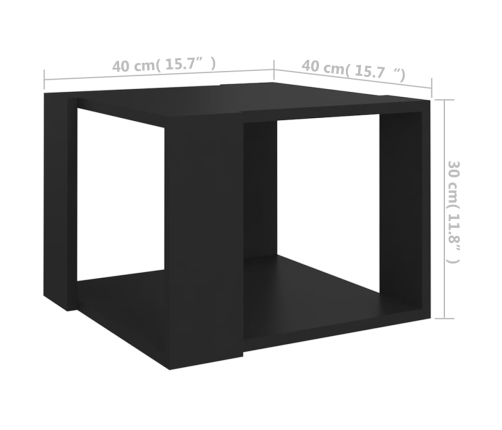 vidaXL Mesa de centro de madera contrachapada negro 40x40x30 cm