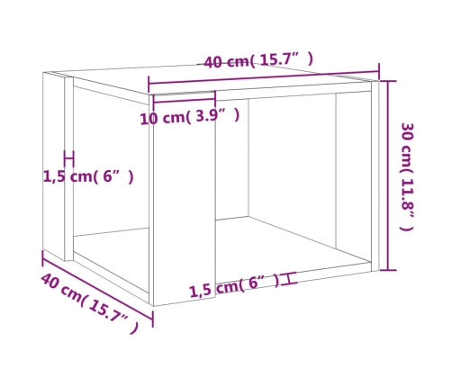 vidaXL Mesa de centro madera contrachapada roble Sonoma 40x40x30 cm