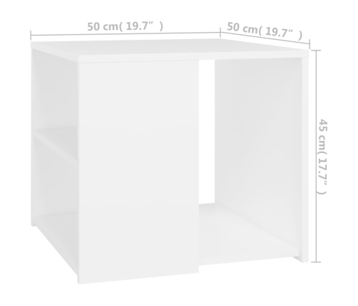 Mesa auxiliar de madera contrachapada blanco 50x50x45 cm