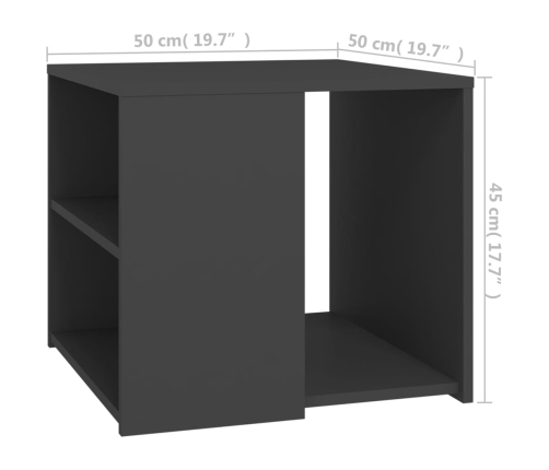 Mesa auxiliar madera contrachapada gris 50x50x45 cm