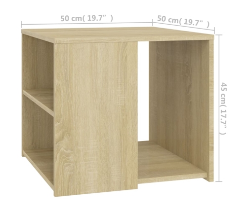 Mesa auxiliar madera contrachapada roble Sonoma 50x50x45 cm