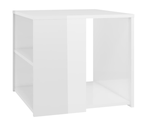 Mesa auxiliar madera contrachapada blanco brillante 50x50x45 cm