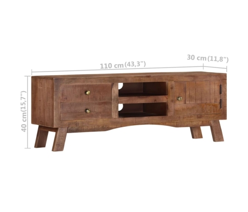 Mueble para TV de madera maciza de mango rugosa 110x30x40 cm